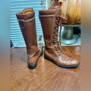 Tod’s boots tall lace up leather riding boots *flaw